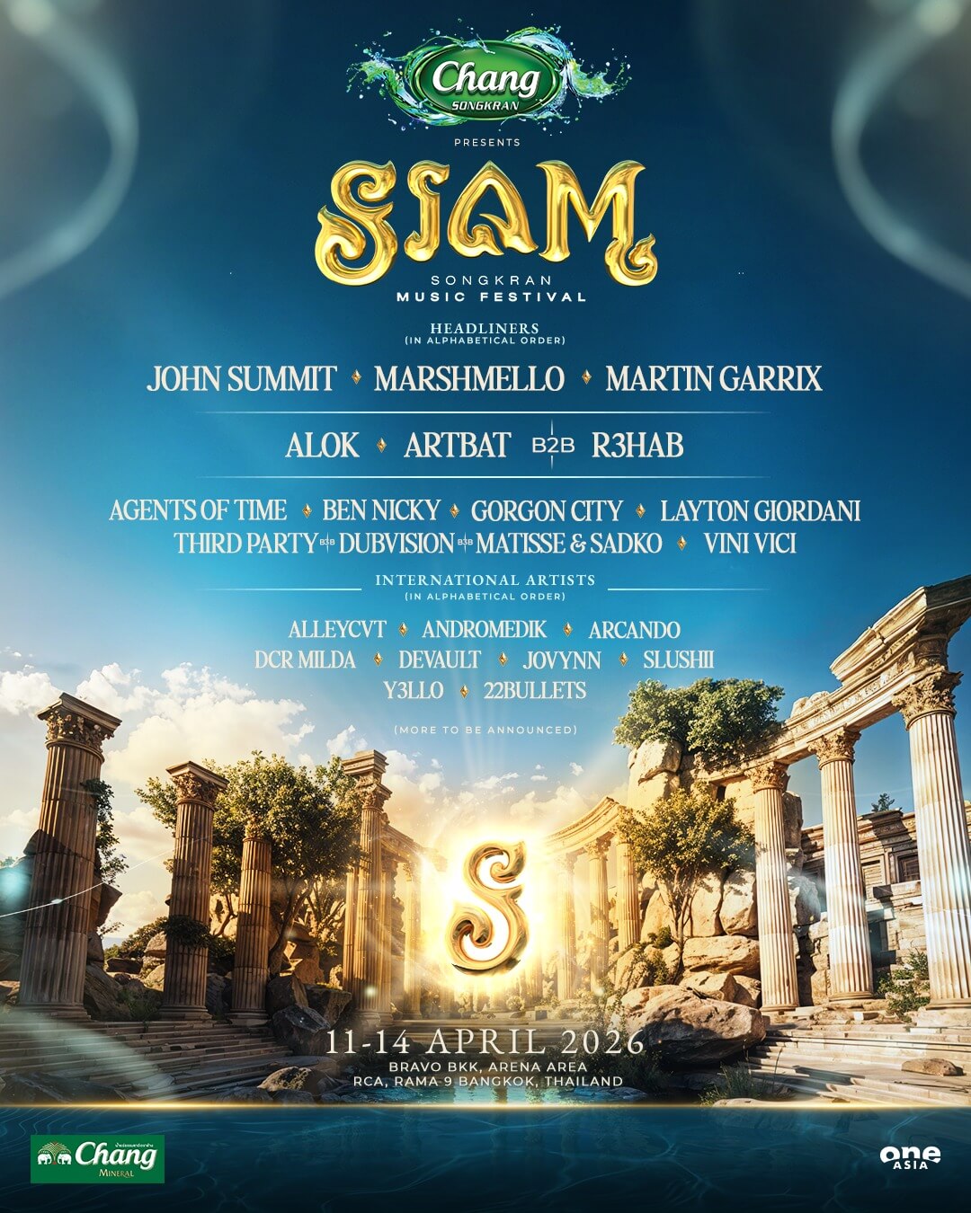 Daily lineup schedule for SIAM Songkran 2026