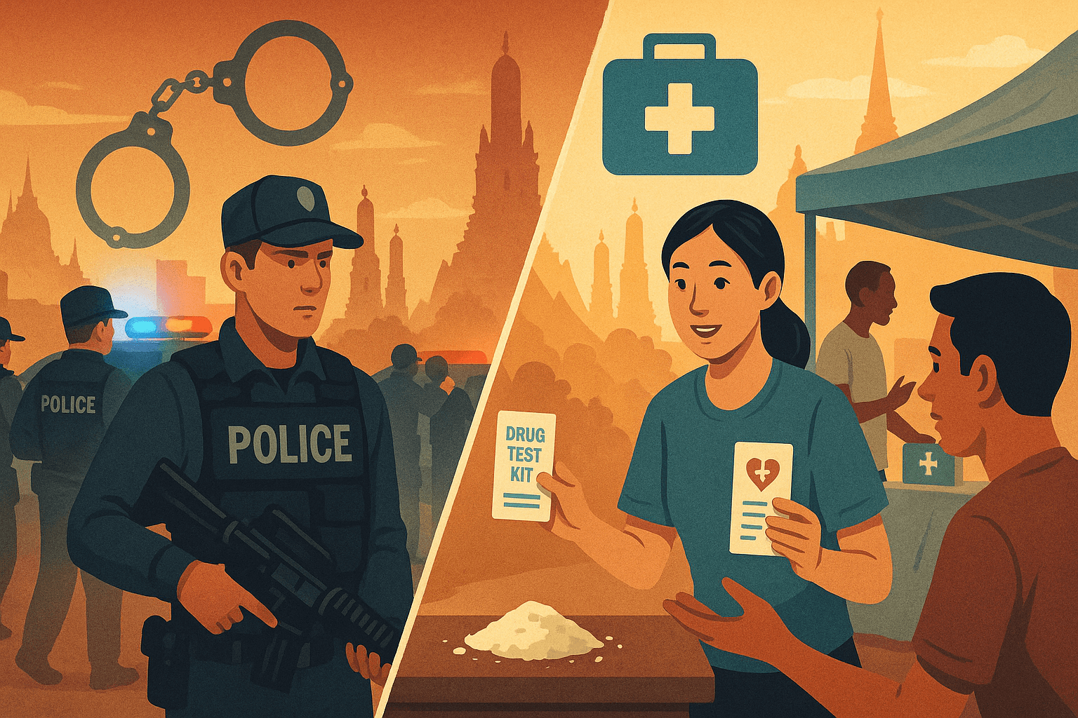 Police raid and harm reduction outreach in Bangkok