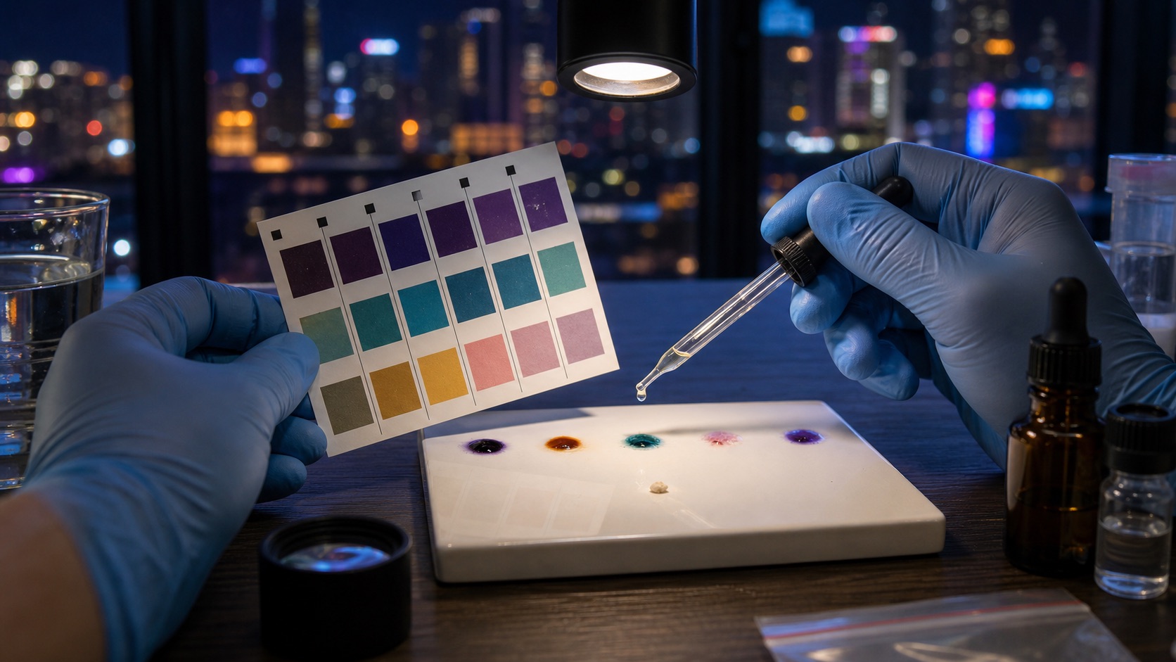 Drug checking test results with color-change ampoule and fentanyl test strip
