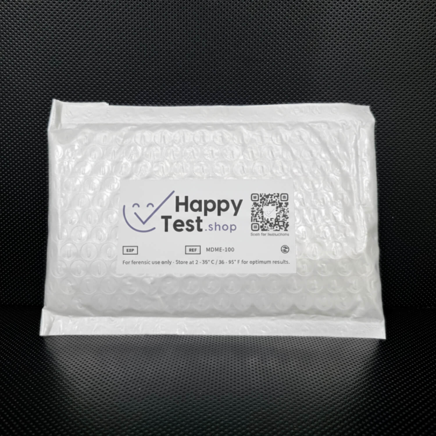 Package of test for methamphetamine in an MDMA sample